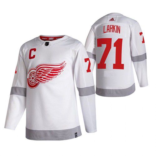 Men Detroit Red Wings #71 Larkin White NHL 2021 Reverse Retro jersey